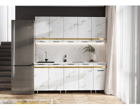 Кухня Милена 2,0м Мрамор золото, Белый, Антарес