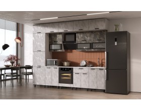 Кухня Техно 3,0/1080м Компоновка №2 Мальта/Мальта Грей, Белый, Антарес