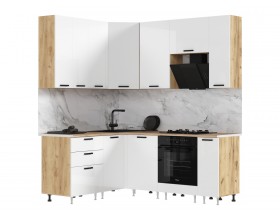 ЛДСП Кухня Рио NEW 1,6х2,0/900м 490 Компоновка №2 Белый глянец, Дуб Крафт, Дуб вотан