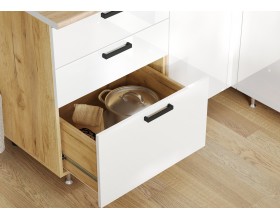 ЛДСП Кухня Рио NEW 1,6х2,0/900м 490 Компоновка №2 Белый глянец, Дуб Крафт, Дуб вотан