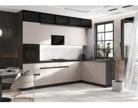 Кухня Техно-6 3,0х1,8м Кашемир, Графит, Кастилло темный