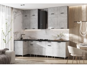 ЛДСП Кухня Рио NEW 1,0х2,6/1080м 490 Компоновка №3 Бетон светлый, Графит, Кастилло темный