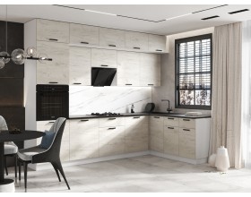 ЛДСП Кухня Рио NEW 3,0х1,8/1080м 490 Компоновка №5 Дуб Крафт Белый, Белый, Кастилло темный