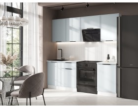 Кухня Николь 2,1м Браш Деним Блю, Белый, Антарес