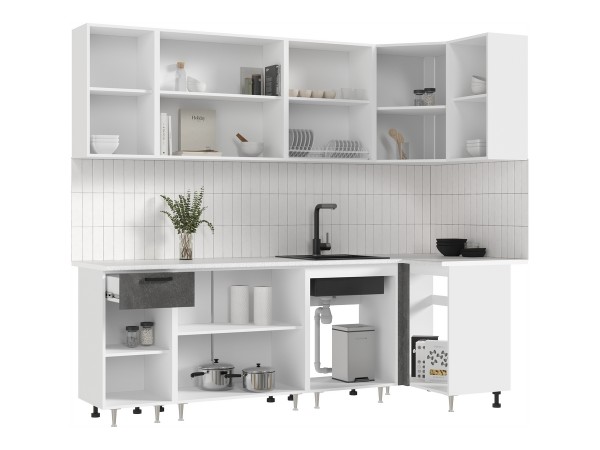 ЛДСП Кухня Рио NEW 2,4х1,0м 490 Бетон светлый/Бетон темный, Белый, Антарес