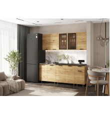ЛДСП Кухня Рио NEW 2,0м 490 Компоновка №1 Дуб Крафт, Дуб Крафт, Кастилло темный