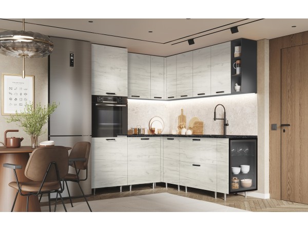 ЛДСП Кухня Рио NEW 1,8х2,0м 490 исп.2 Компоновка №6 Дуб Крафт Белый, Графит, Кастилло темный