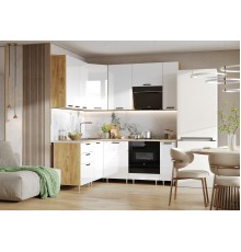 ЛДСП Кухня Рио NEW 1,6х2,0/900м 490 Компоновка №2 Белый глянец, Дуб Крафт, Дуб вотан