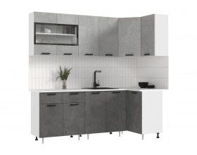 ЛДСП Кухня Рио NEW 2,2х1,0м 490 Бетон светлый/Бетон темный, Белый, Антарес