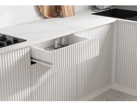 Кухня Оливия 3,0х1,8/1080м 490 Компоновка №4 Белый снег софт/Графит софт, Белый, Антарес