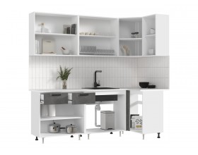 ЛДСП Кухня Рио NEW 2,2х1,0м 490 Бетон светлый/Бетон темный, Белый, Антарес