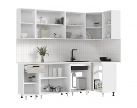 ЛДСП Кухня Рио NEW 2,4х1,0м 490 Дуб Крафт Белый, Белый, Антарес