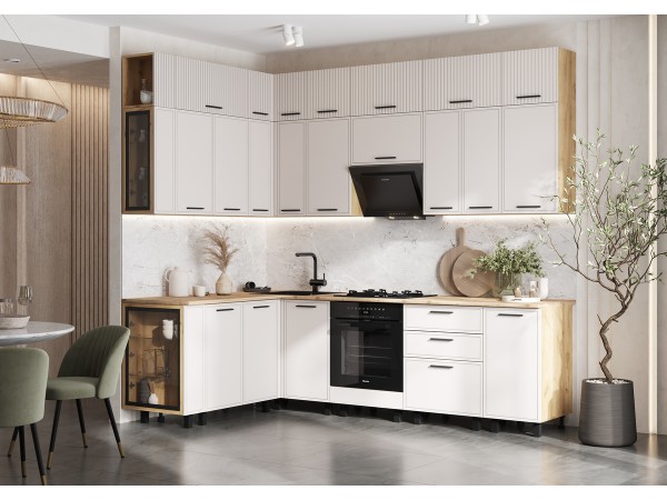 Кухня Бьянка 1,6х2,6/1080м Кашемир, Дуб Крафт, Дуб вотан