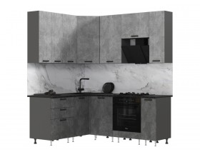 ЛДСП Кухня Рио NEW 1,6х2,0/900м 490 Компоновка №2 Бетон светлый/Бетон темный, Графит, Кастилло темный