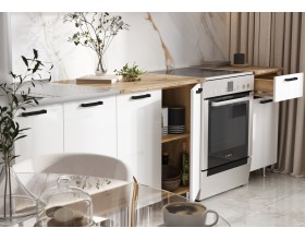 ЛДСП Кухня Рио NEW 2,0/900м 490 Компоновка №1 Белый глянец, Дуб Крафт, Дуб вотан