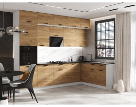 ЛДСП Кухня Рио NEW 3,0х1,8/1080м 490 Компоновка №5 Дуб Крафт, Белый, Кастилло темный