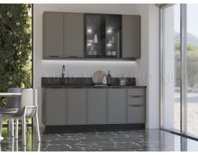 Кухня Николь 2,0/900м Холст вулканический, Графит, Кастилло темный