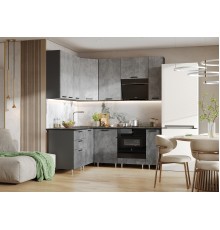 ЛДСП Кухня Рио NEW 1,6х2,0/900м 490 Компоновка №2 Бетон светлый/Бетон темный, Графит, Кастилло темный
