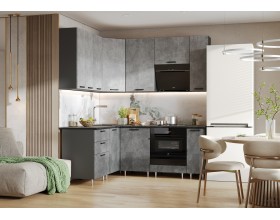 ЛДСП Кухня Рио NEW 1,6х2,0/900м 490 Компоновка №2 Бетон светлый/Бетон темный, Графит, Кастилло темный