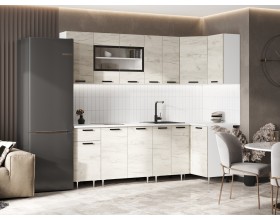 ЛДСП Кухня Рио NEW 2,4х1,0м 490 Дуб Крафт Белый, Белый, Антарес
