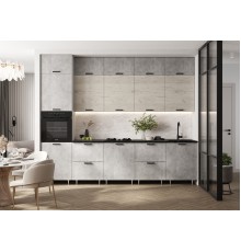 ЛДСП Кухня Рио NEW 3,0/1080м 490 Компоновка №3 Бетон светлый/Дуб Крафт Белый, Белый, Кастилло темный