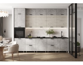 ЛДСП Кухня Рио NEW 3,0/1080м 490 Компоновка №3 Бетон светлый/Дуб Крафт Белый, Белый, Кастилло темный
