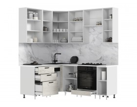 ЛДСП Кухня Рио NEW 1,6х2,0/900м 490 Компоновка №2 Дуб Крафт Белый, Белый, Антарес