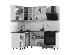 Кухня Техно 1,4*2,0м Компоновка №2 Холст вулканический, Белый, Кастилло темный