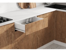 Кухня Оливия 3,0х1,8/1080м 490 Компоновка №4 Экзотическое дерево Амазония/Графит софт, Белый, Антарес