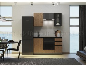 Кухня Техно-6 1,5м Графит/Экзотическое дерево Амазония/Графит софт