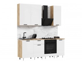 ЛДСП Кухня Рио NEW 2,0/900м 490 Компоновка №2 Белый глянец, Дуб Крафт, Дуб вотан