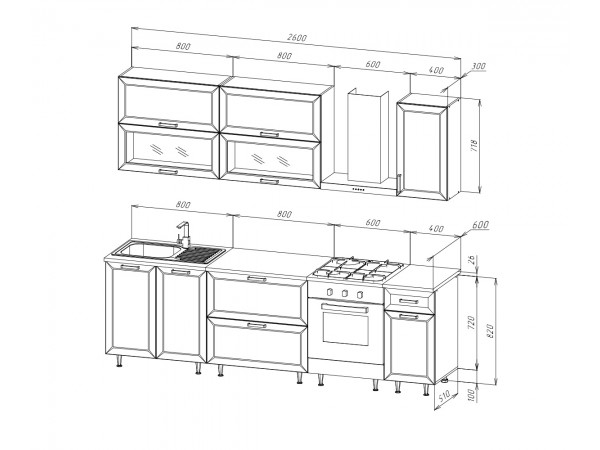 Кухня Монако 2,6м Шарли Бриз, Белый, Антарес