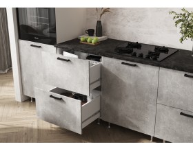 ЛДСП Кухня Рио NEW 3,0/1080м 490 Компоновка №3 Бетон светлый/Дуб Крафт Белый, Белый, Кастилло темный