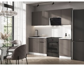 Кухня Николь 2,1м Холст вулканический, Белый, Антарес