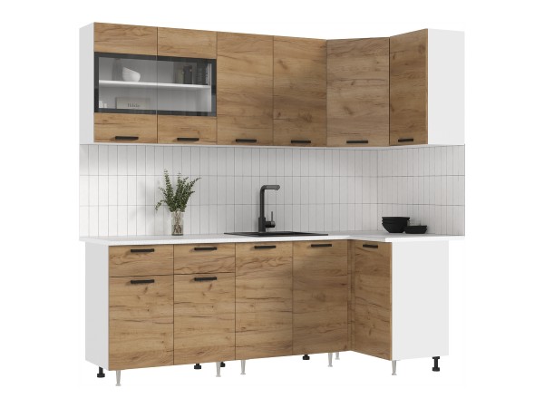 ЛДСП Кухня Рио NEW 2,2х1,0м 490 Дуб Крафт, Белый, Антарес