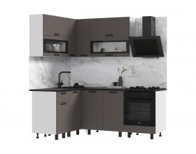 Кухня Техно 1,4*2,0м Компоновка №2 Холст вулканический, Белый, Кастилло темный