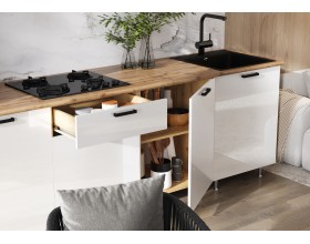 ЛДСП Кухня Рио NEW 3,0/1080м 490 Компоновка №3/1 Белый глянец/Дуб Крафт, Дуб Крафт, Дуб вотан