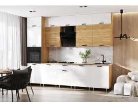ЛДСП Кухня Рио NEW 3,0/1080м 490 Компоновка №3/1 Белый глянец/Дуб Крафт, Дуб Крафт, Дуб вотан