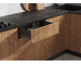 Кухня Оливия 3,0х1,8/1080м 490 Компоновка №4 Экзотическое дерево Амазония/Графит софт, Графит, Кастилло темный