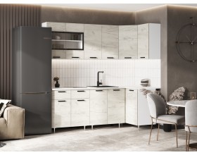 ЛДСП Кухня Рио NEW 2,2х1,0м 490 Дуб Крафт Белый, Белый, Антарес