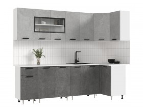 ЛДСП Кухня Рио NEW 2,6х1,0м 490 Бетон светлый/Бетон темный, Белый, Антарес