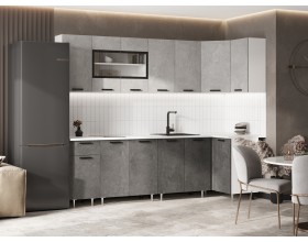ЛДСП Кухня Рио NEW 2,6х1,0м 490 Бетон светлый/Бетон темный, Белый, Антарес