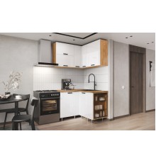 ЛДСП Кухня Рио NEW 1,2х1,2м 490 исп.1 Компоновка №6 Белый глянец, Дуб Крафт, Дуб вотан