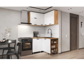 ЛДСП Кухня Рио NEW 1,2х1,2м 490 исп.1 Компоновка №6 Белый глянец, Дуб Крафт, Дуб вотан