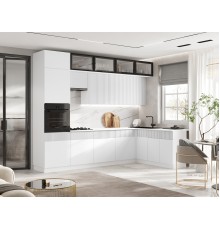 Кухня Оливия 3,0х1,8/1080м 490 Компоновка №1 Белый снег софт, Белый, Антарес