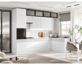 Кухня Оливия 3,0х1,8/1080м 490 Компоновка №1 Белый снег софт, Белый, Антарес