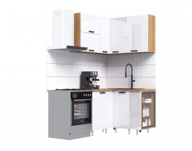 ЛДСП Кухня Рио NEW 1,2х1,2м 490 исп.1 Компоновка №6 Белый глянец, Дуб Крафт, Дуб вотан