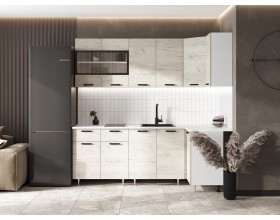 ЛДСП Кухня Рио NEW 2,2х1,0м 490 Дуб Крафт Белый, Белый, Антарес