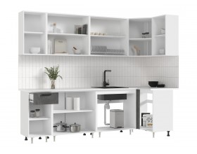 ЛДСП Кухня Рио NEW 2,6х1,0м 490 Бетон светлый/Бетон темный, Белый, Антарес