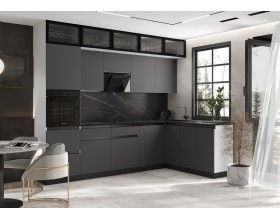 Кухня Техно-6 3,0х1,8м Графит софт, Белый